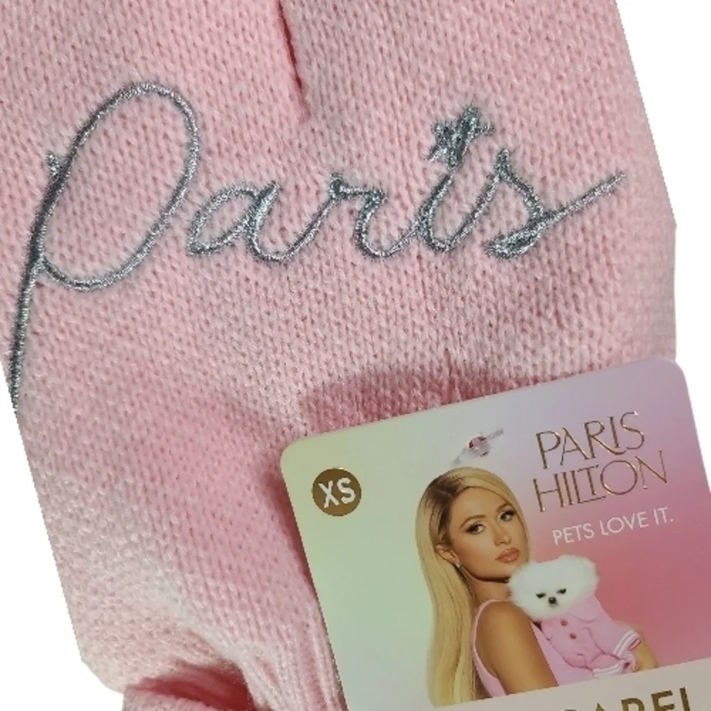 Paris Hilton Pink Dog Sweater with Black and White Skirt XS